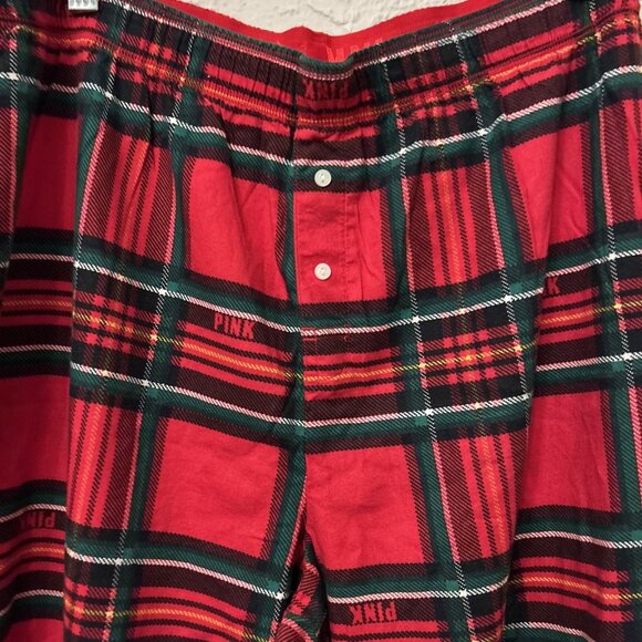 Victorias Secret PINK Pajama Lounge Pants Womens Size L Red Plaid - Picture 2 of 7
